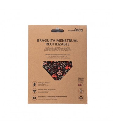 BRAGUITA MENSTRUAL TEEN ABSORCIÓN MEDIA (NEGRO ESTAMPADO) TS